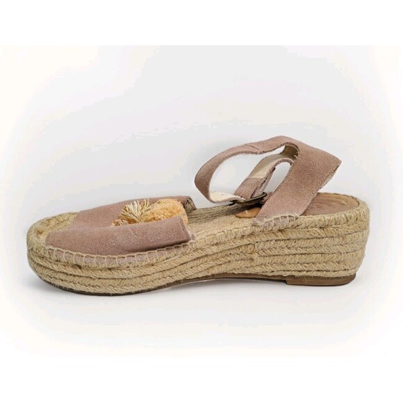 Soludos Anthropolog Womens 8 Panarea Wedge Platform Espadrilles Pompoms Sandals - Picture 5 of 11